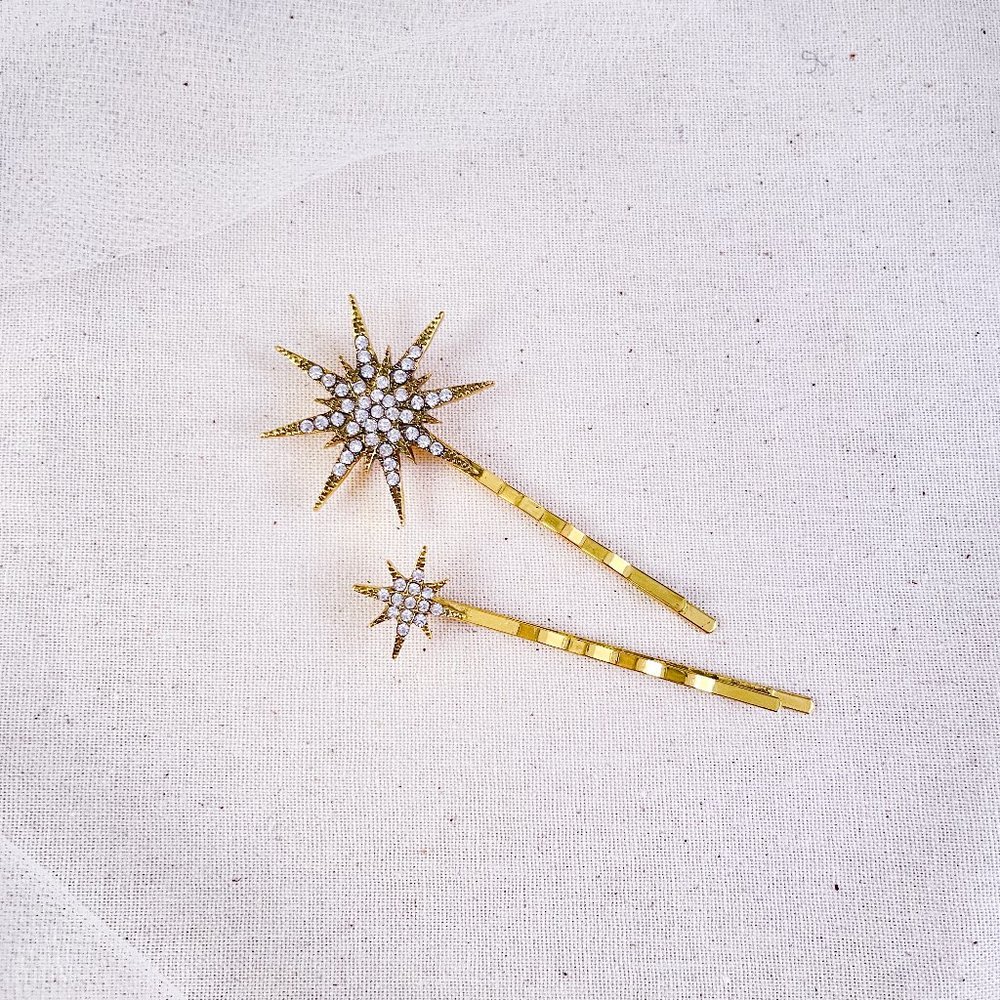 "Midnight" Vintage Gold Asymmetrical Hair Pins